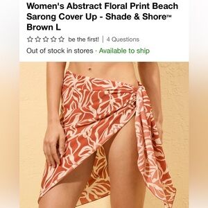 Shade & Shore Coral and White Swim Sarong
